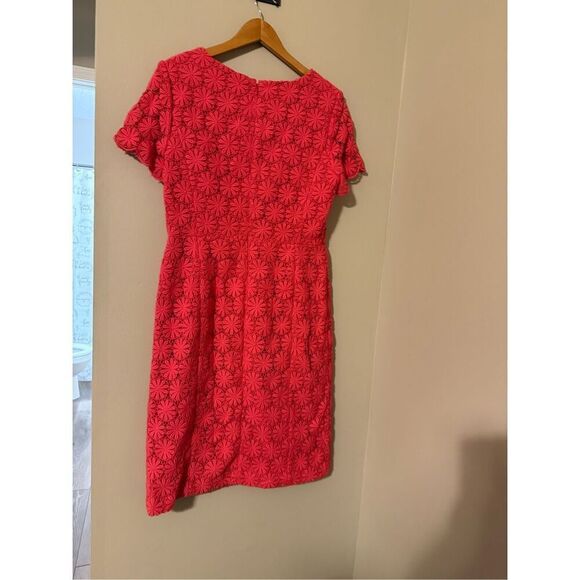 Talbots Size 10 Crochet Daisy Lace Knee Length Dress Pink Preppy Summer Floral - Picture 6 of 11